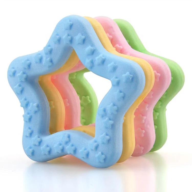 TPR Eco-friendly Pet Toy Five-pointed Star Shape Pet Chew Dog Toy Colorful Cute Pet Toy