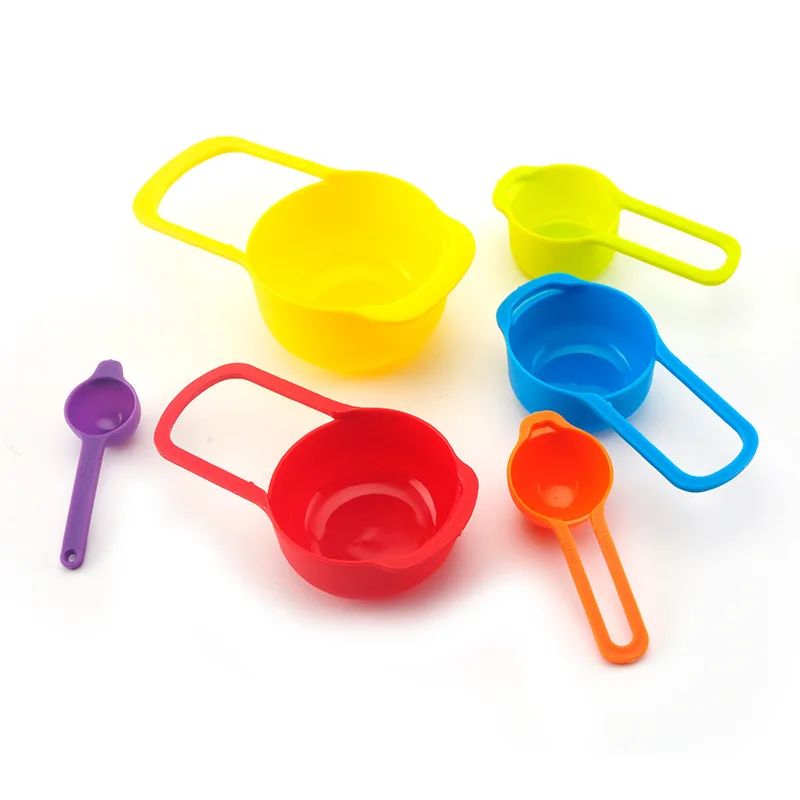 Top sell 6pcs colorful measuring cup tool plastic measuring spoon for powder and liquid