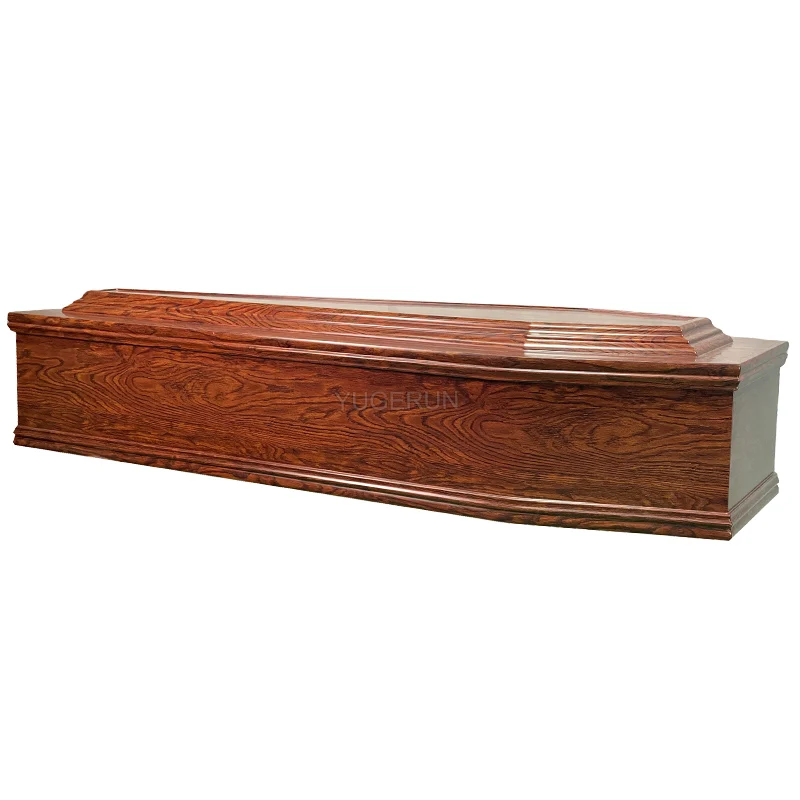Factory Wholesale Great Britain Solid Wood Raised Lid Coffin Real Redwood Veneer Australia Funeral Coffin for Cremation Burial