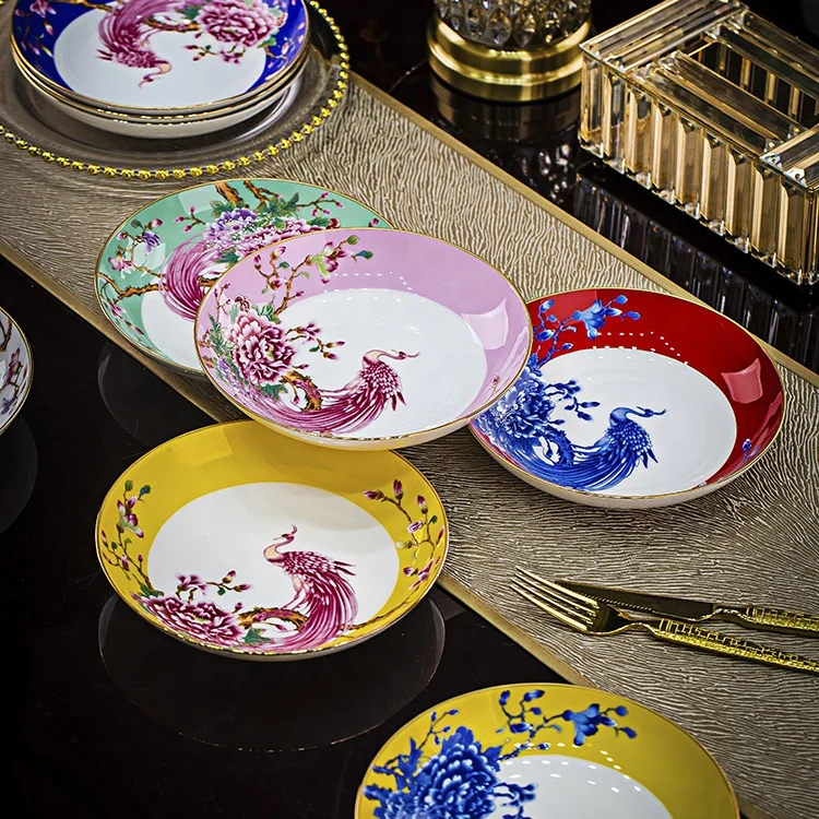 Jingdezhen Yaoshuai оригинальная фабрика Fengming Chaoyang набор цветной эмалированной посуды тарелка для домашнего отдыха