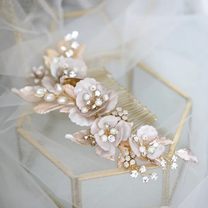 Винтажная расческа для волос SLBRIDAL из сплава с пресноводным жемчугом в стиле барокко свадебные аксессуары женские ювелирные изделия подружек