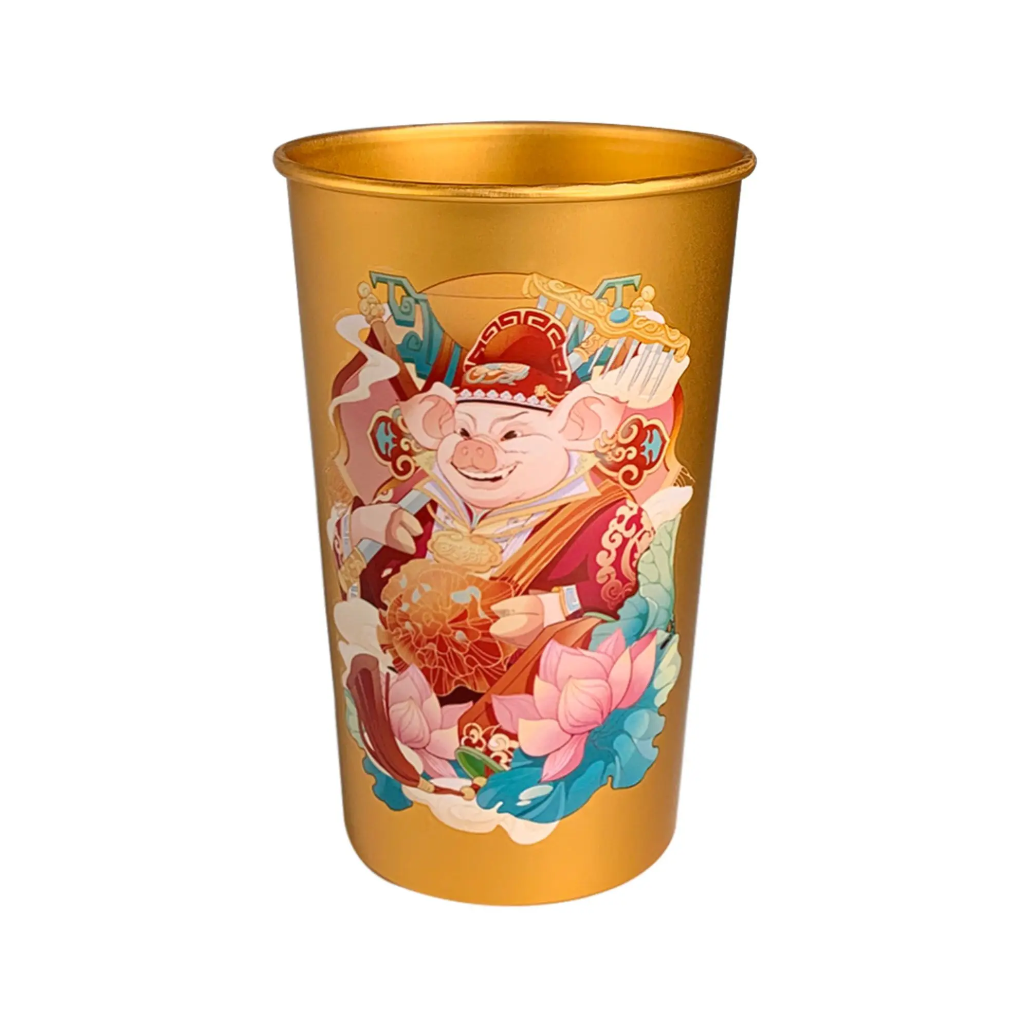 Hot Selling Cartoon Logo Easy Drinking Golden 440ML Aluminum Mug Cup