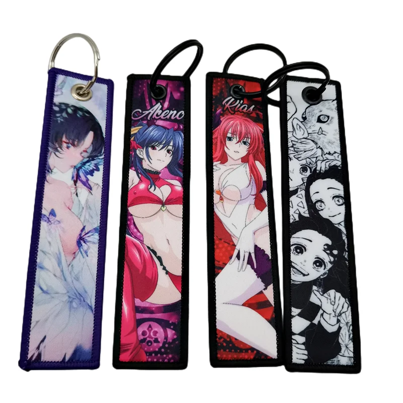 Custom Keyrings Key Holder Key Ring Keyrings Anime Jet Tags Woven Fabric Embroidery Customized Keychain Jet Tags Key Tag