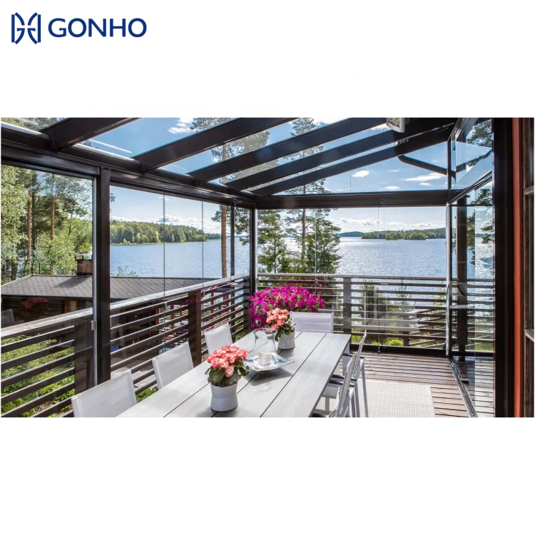 Factory Direct Sale Sunshine Greenhouse Customized Shape Aluminum Frame Double Glass Stable Backyard Sunroom