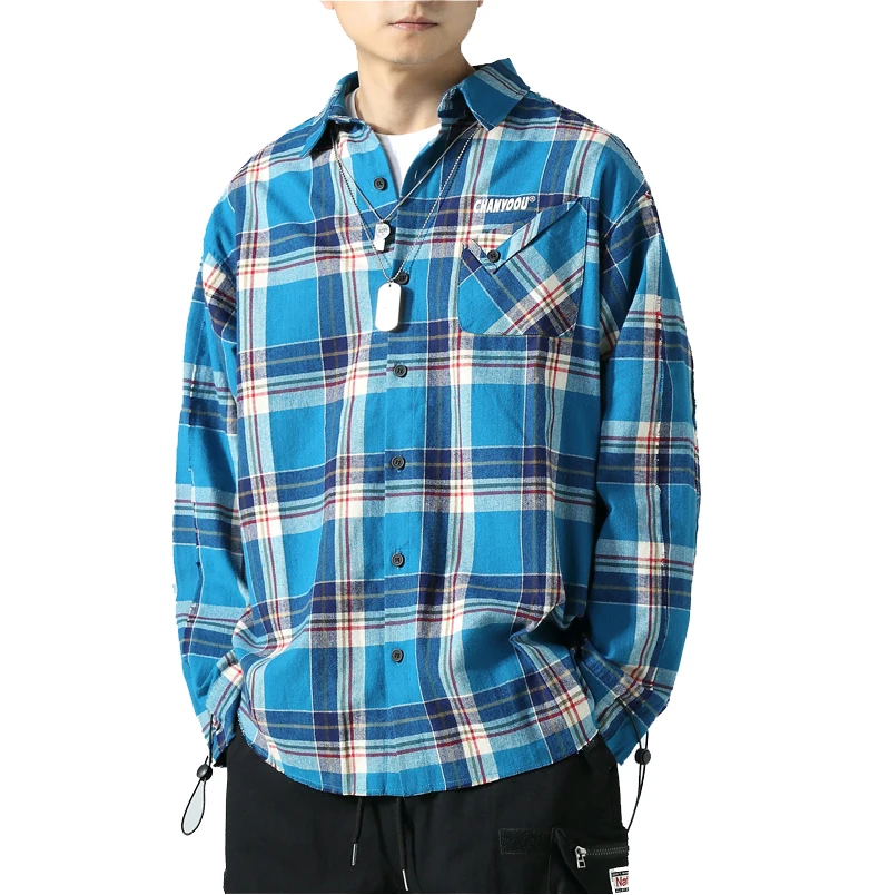 Hot selling Best sale with 100% organic cotton plaid flannel man shirt