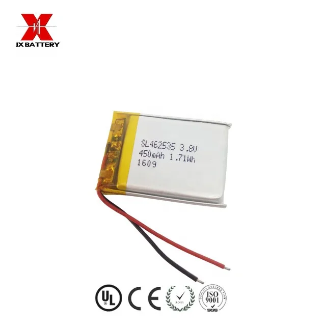 small rechargeable 3.8v lithium ion lipo battery 462535 450mAh