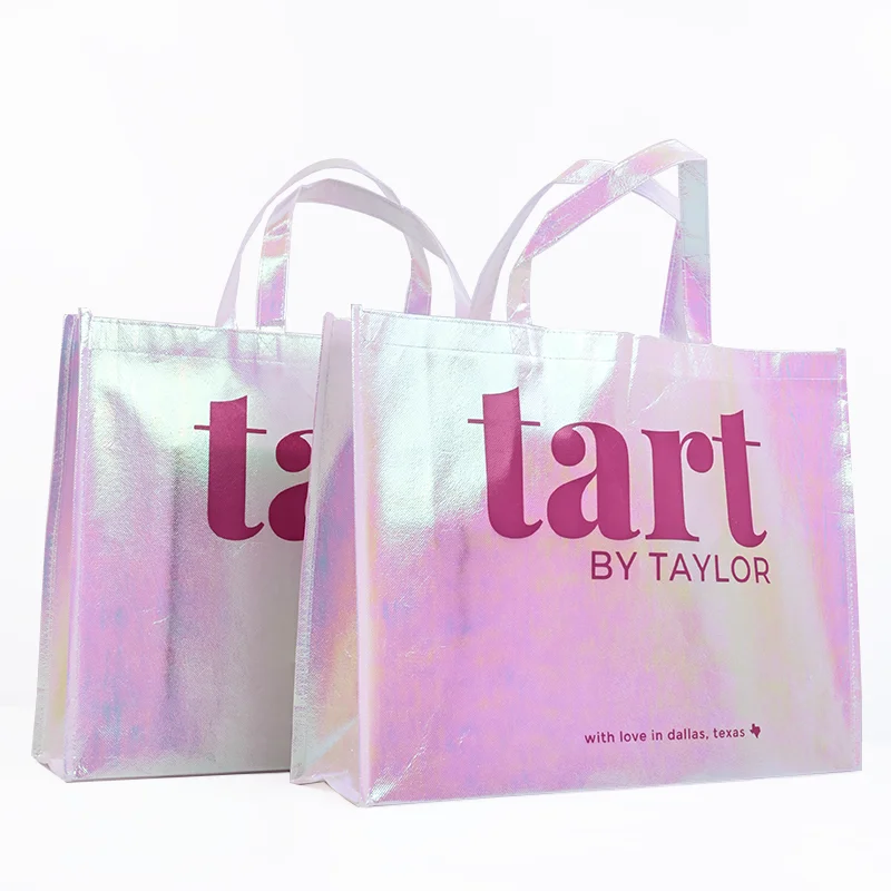 Wholesale Custom Made Logo Eco Friendly Recycled Reusable Tote Bag Laminated PP Non Woven Fabric Tote Laser Shopping Bags