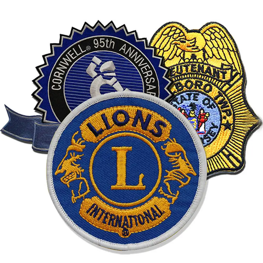 Customized Any Text Logo Cloths Iron on Woven Embroidered Patches, Durable Sew On Emblem Souvenir Applique Embroidery Patch