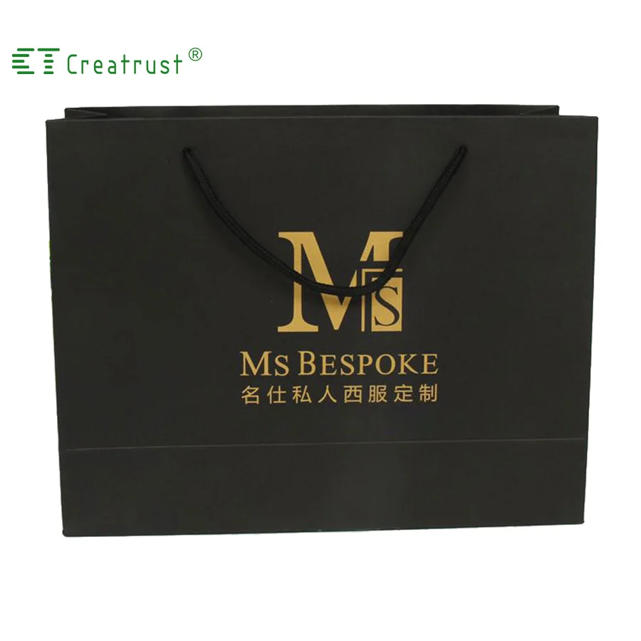 Creatrust High Quality White Flat Bottom Kraft Paper Handle Shopping Gift Kebab Wholesale Fancy Wedding Favor Boutique Bags