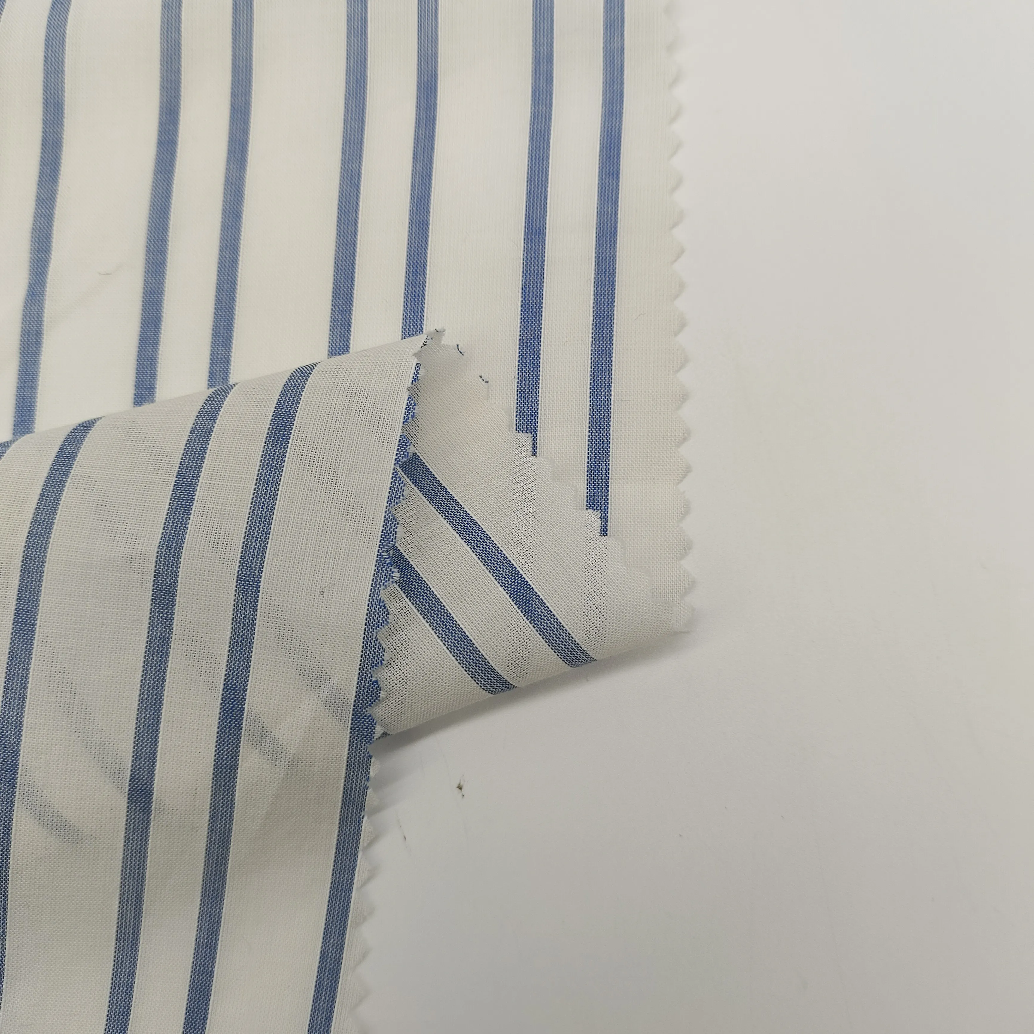 White and blue stripe fabric 58gsm clothing 100%cotton fabric plain woven fabric