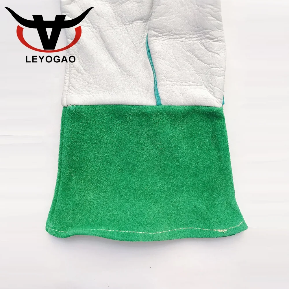 Custom made long cuff cow grain  leather safe tig mig welding work gloves