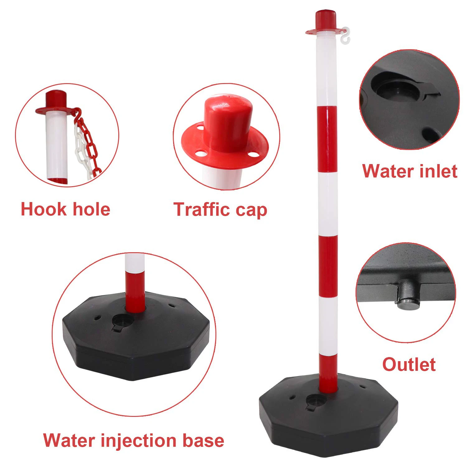 Safety Products Chain Holder Stand Reliable Anticollision Column with Rings