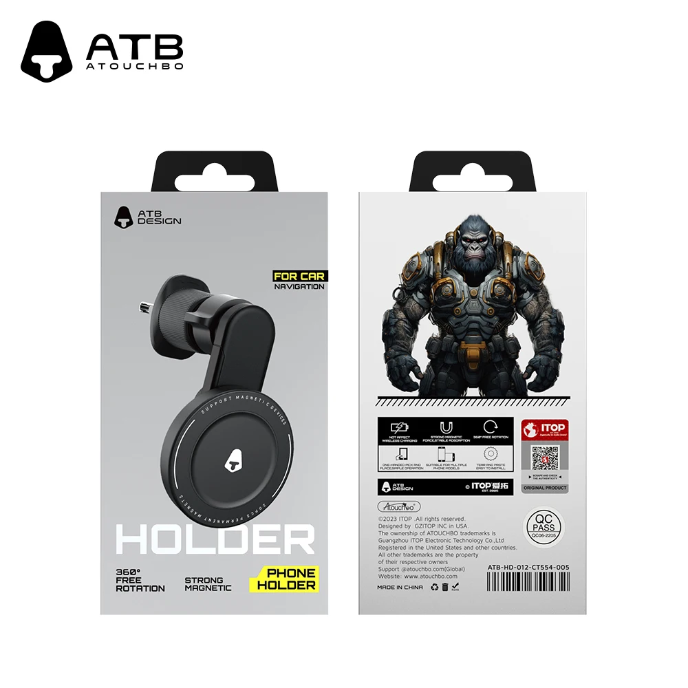 ATB Universal Aluminum Alloy Mobile Phone Holder 360 Rotation Adjustable Folding Magnetic Car Mount Air Vent Phone Holder