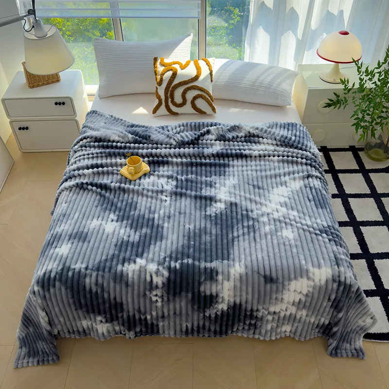 Print fleece blanket thickened warm shawl  sofa air conditioning blanket