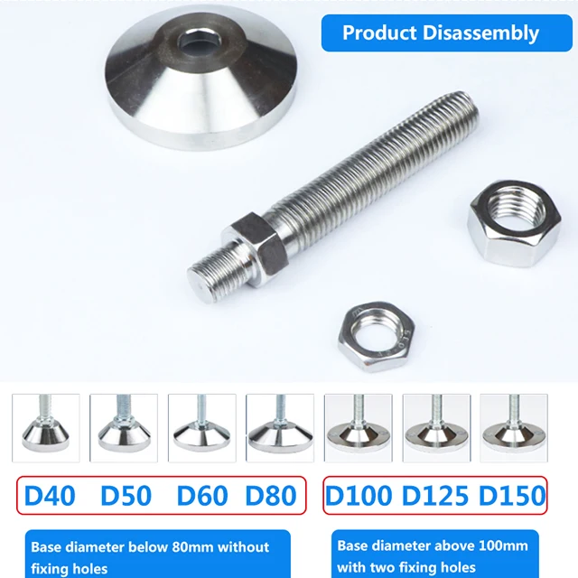 Mechanical leveling feet Stainless steel 304 heavy duty equipment adjustable leveling feet M20 with base dia 80mm