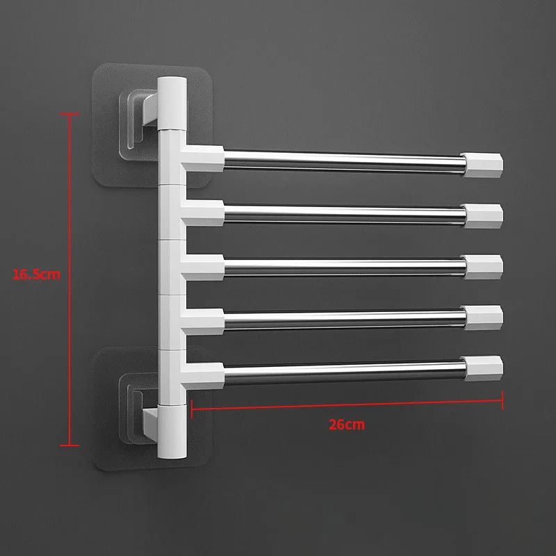 Bathroom Wall Mounted Rotating Towel Rack Perforation Free Multi-layer Towel Hanger Household Rotating Towel Hanging Pole Rack