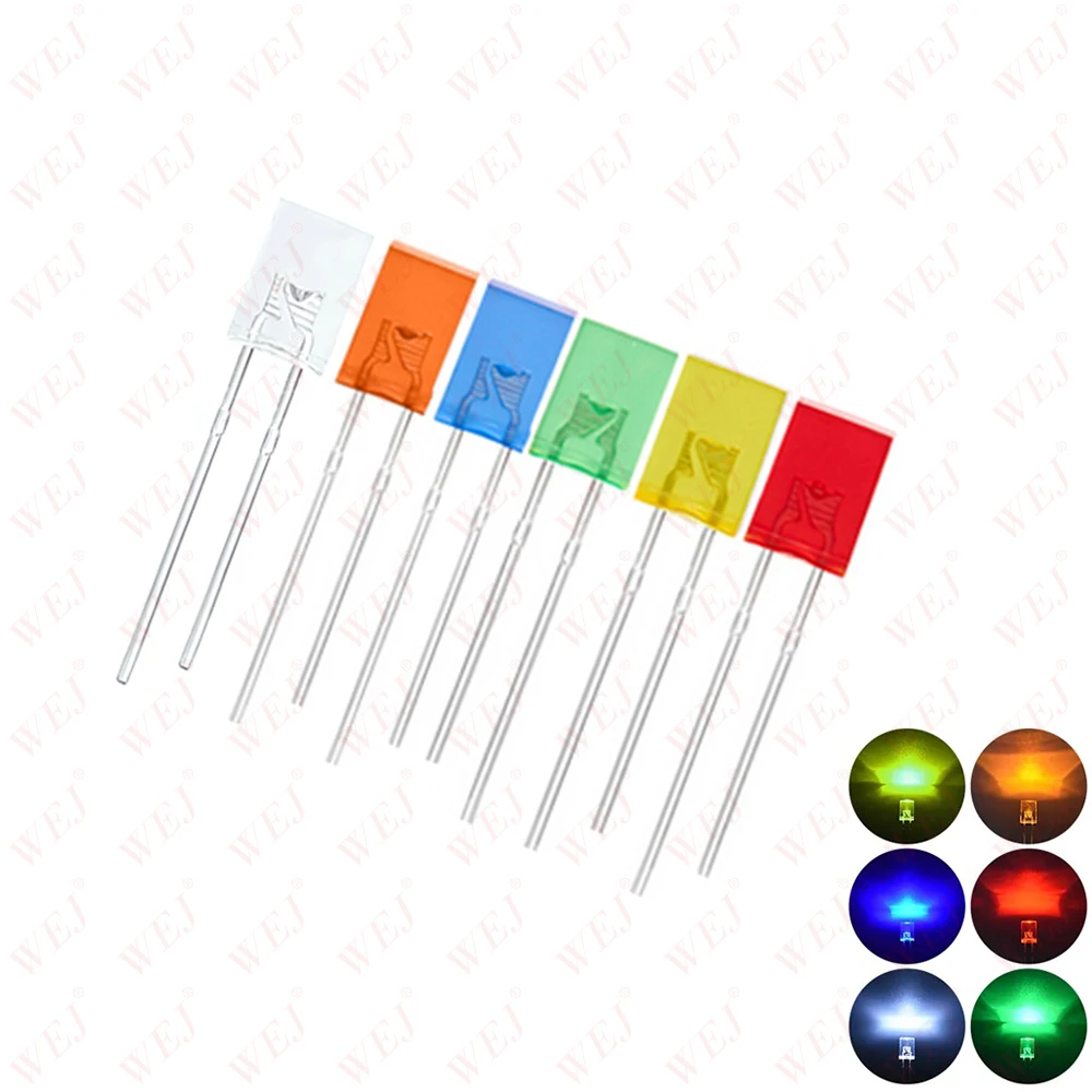 Ultra Bright Square 2x5x7mm LED Diode Rectangle Wide Angle Color Diffused 2*5*7 Square LED Diode