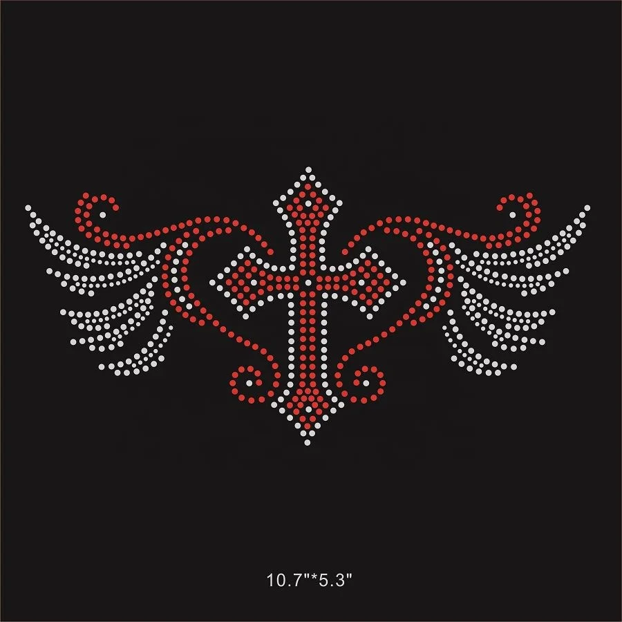 wholesale custom skull cross wing rhinestone design iron on sword rhinestone heat transfer
