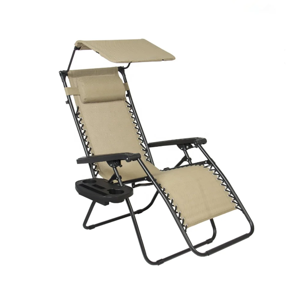 Indoor Outdoor Office Garden Leisure Beach 600D Oxford Teslin Recline Zero Gravity Massage Chair with Canopy