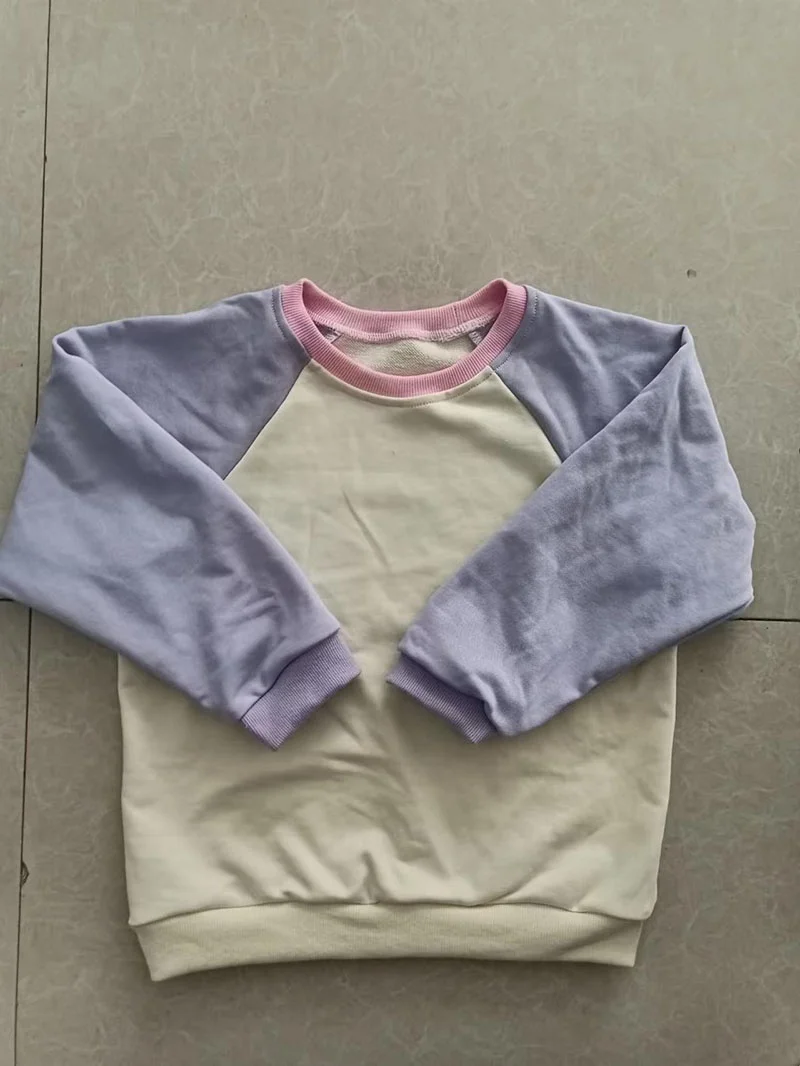 Infant Baby Contrast Sleeve Sweatshirt Color Block Oversize Top Kids Boys Jumper Sweater Casual Cotton Children 