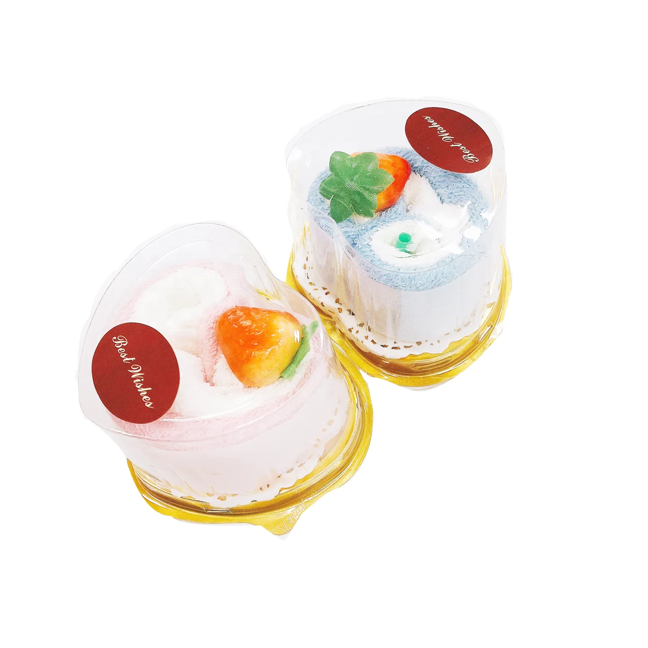 China manufacturer promotional towel cake cute heart shape wedding souvenir towels
