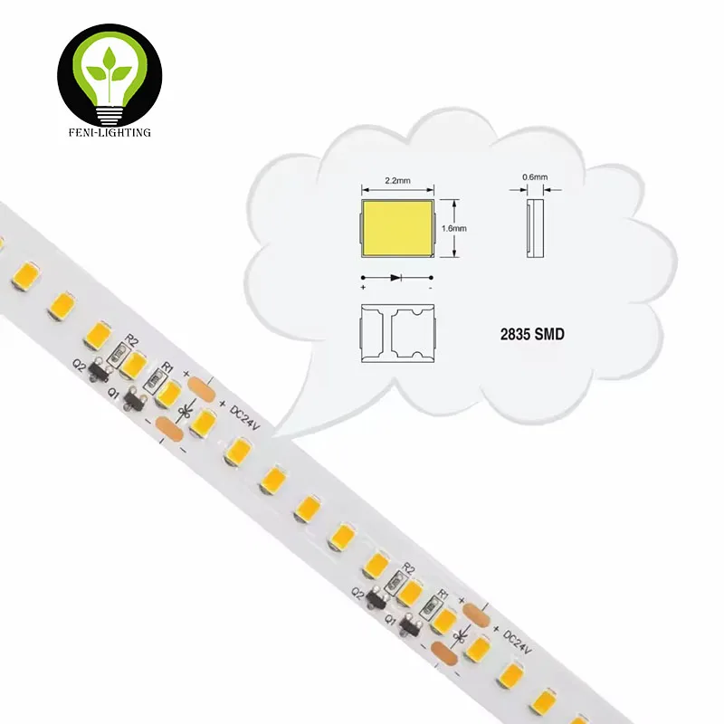 Длинные светодиодные полосы 2835 гибкие CRI>90 60 светодиодов/м 120 SDCM<3 20 м без падения напряжения