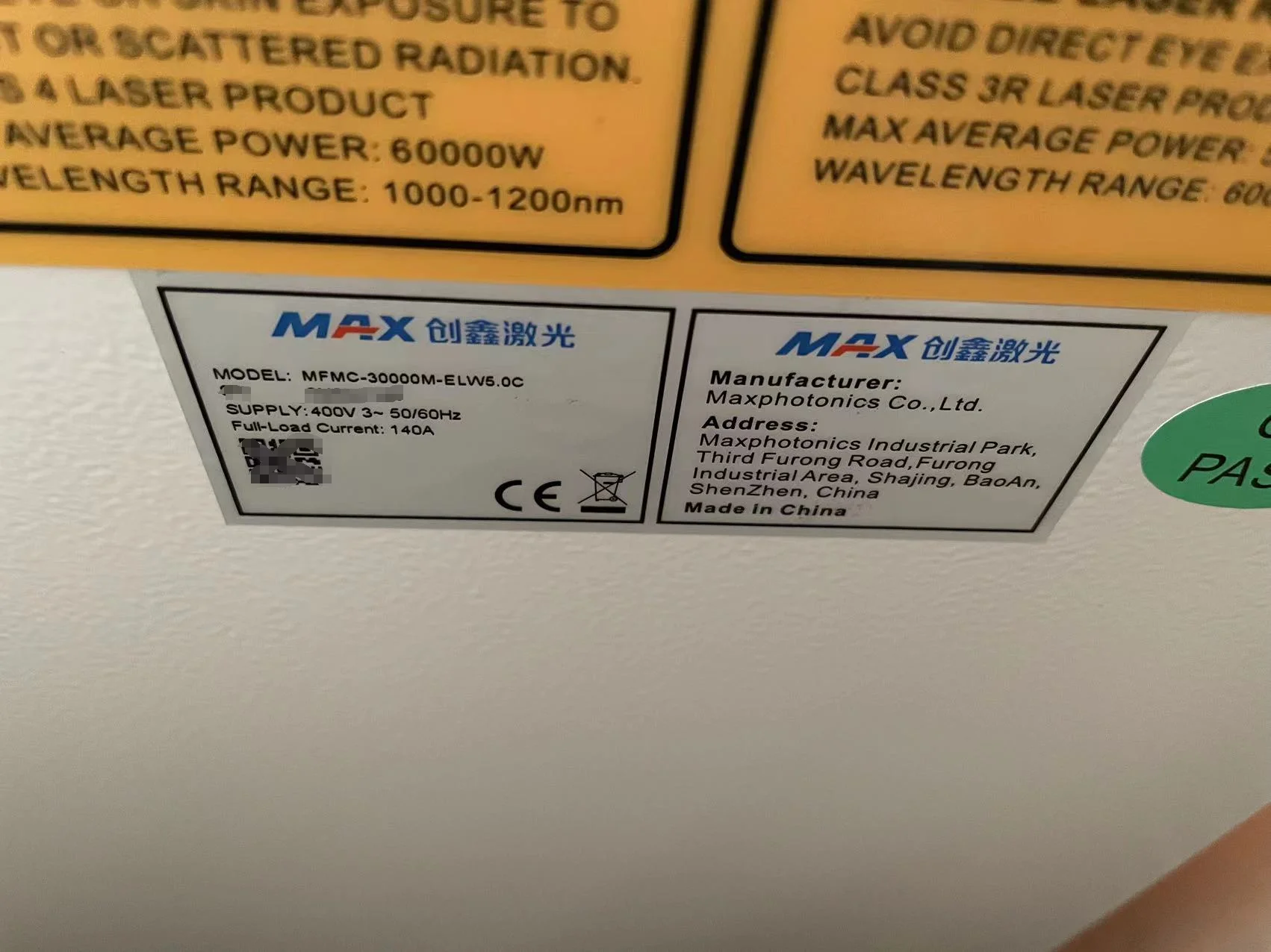 MAX  high power  Fiber Laser  Source 20KW/30KW  Multi mode, welding/cutting FOR  cnc laser parts