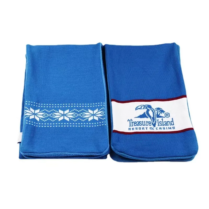 Custom Logo Double Side Souvenir Tassel Knitting Soccer Sports Scarf Fashion Women Scarf Wholesale