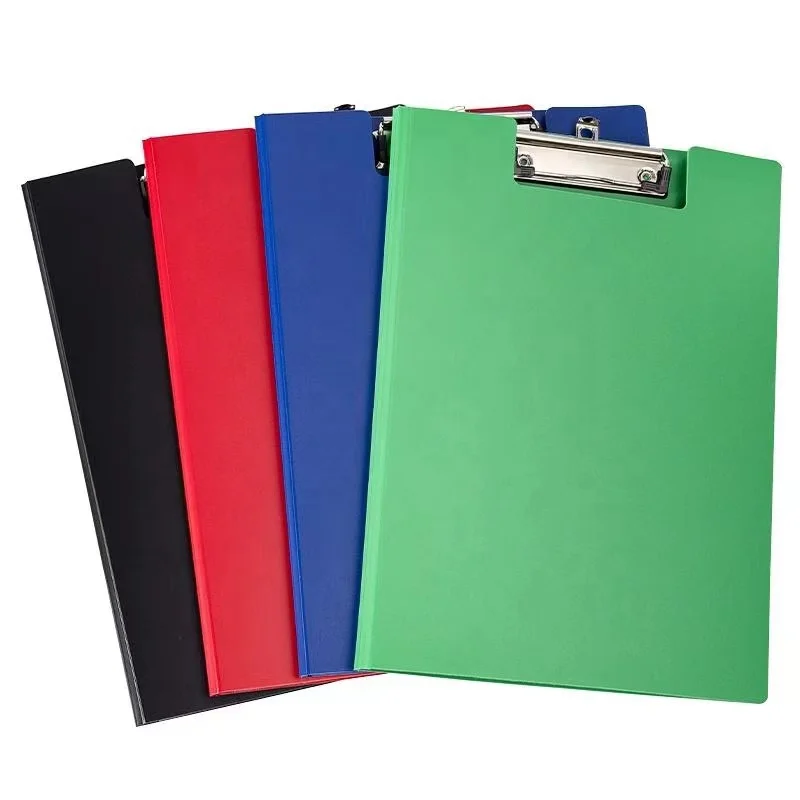 A4 double sided high quality folding PVC clipboard with pocket with pen holderfoldable clipboard for office clip board