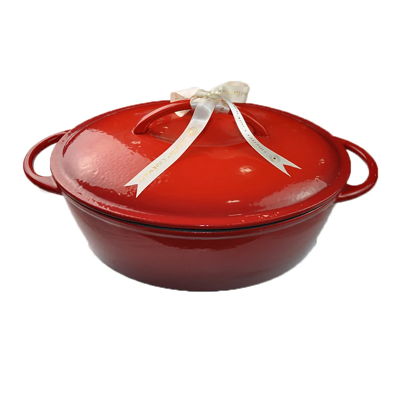 Wholesale price Deep stew red enamel cast iron 22/24/26/28/30/32 cm saucepan for potluck Dutch oven