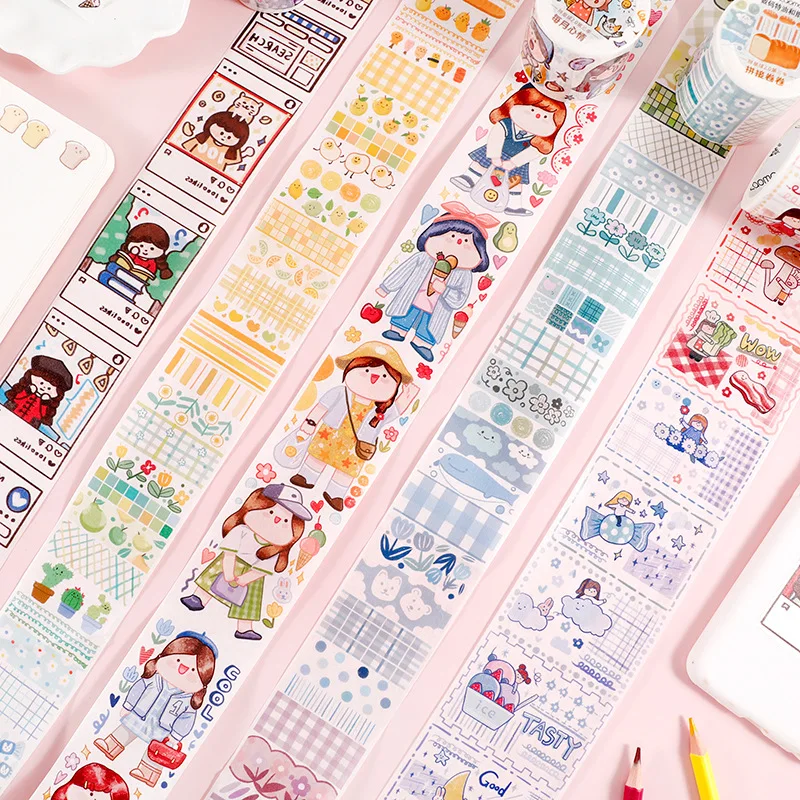 Custom Print Colored Cute Cartoon Decoration Adhesive Paper Masking Washi Tapes