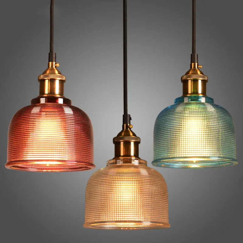 Vintage Stained Glass Pendant Light Fixtures Loft Decor Industrial Lamp Kitchen Hanging Lamps Living Room Led Pendant Lights E27