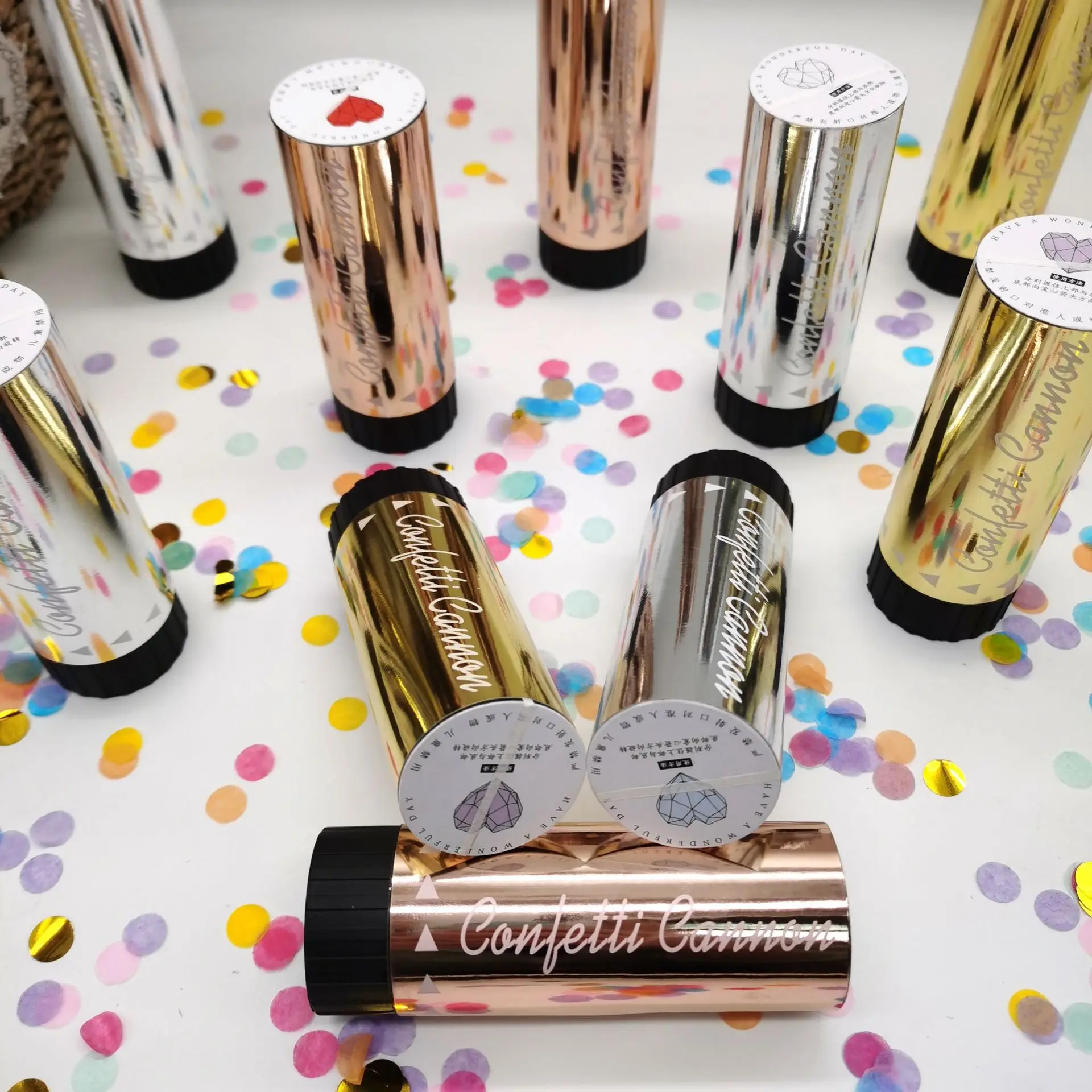 Confetti Popper Cannons Party Wedding Streamers Air Handheld Spring Firecracker Graduation