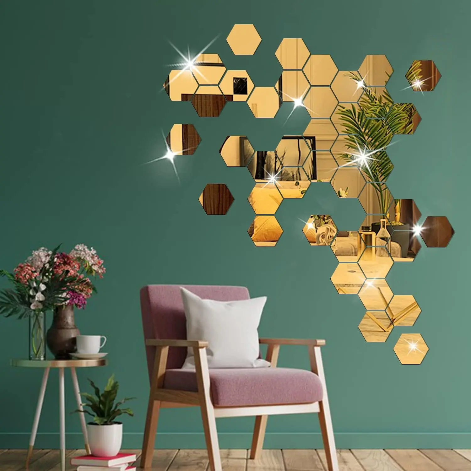 Wholesale Acrylic Hexagonal Wall Sticker Mirror For Living Room Bedroom Office Decoration Wall Decal Reflective Mirror Stickers