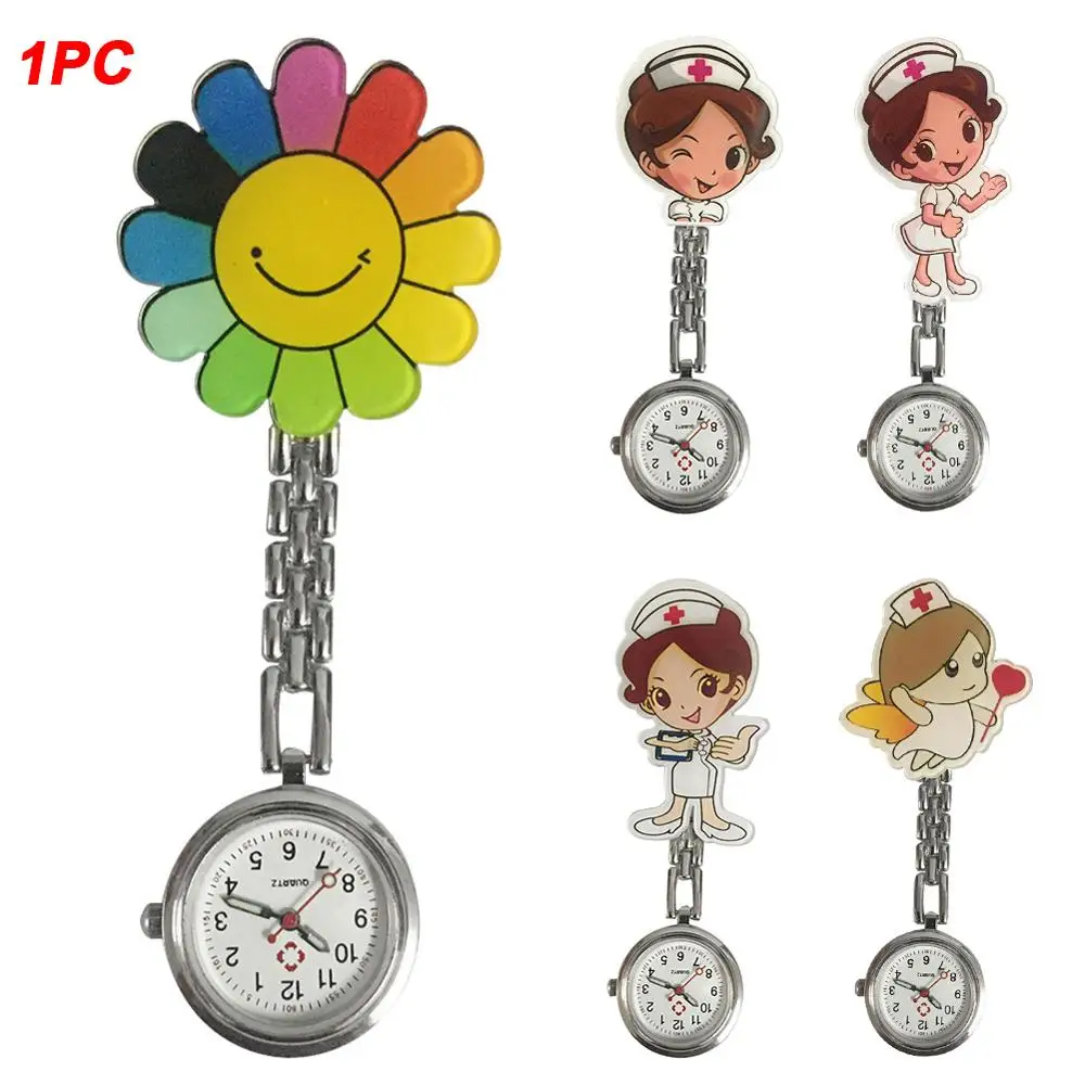 Cheap Cartoon Nurse Watches With Link Round Dial Lapel Hanging Pin Buckle Quartz Gift Clip Medical Fashion Cute