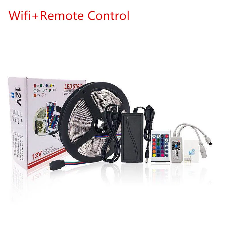  5050 2835 SMD Гибкая RGB 5/10 м футов 30 светодиодов/м лента 12 В постоянного тока USB 5 в музыкальный пульт дистанционного управления Wi-Fi адаптер 60 светодиодных