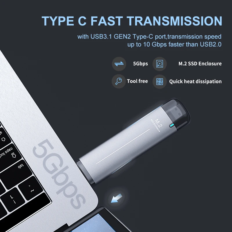 
New design M.2 NGFF SSD USB3.0 USB3.1 to TYPE-C HDD SSD Enclosure SSD Hard Disk Box 