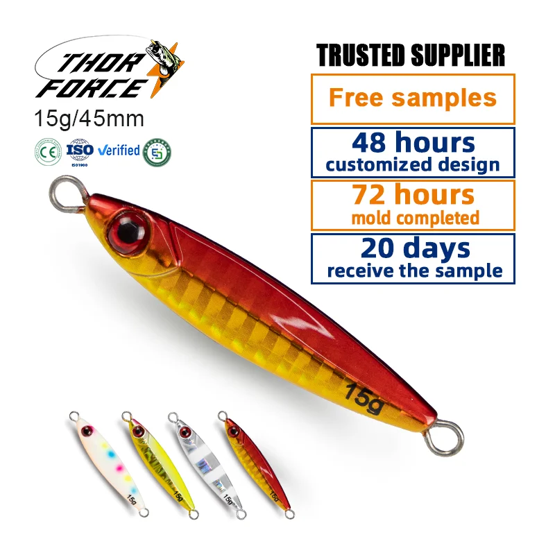 THORFORCE 35mm/45mm 7g/15g Luminous Metal Jigs Sea Fishing Slow Pitch Jig Lead Bait saltwater jigging fishing lures