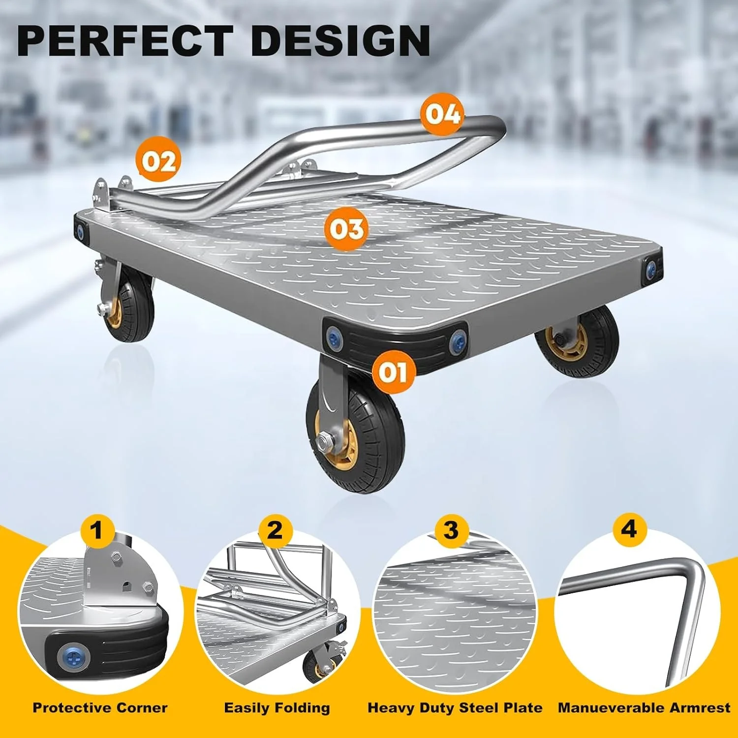 Folding Platform cart Dolly cart Push Cart Dolly Moving Platform ,2000LBS,36X24 INCH
