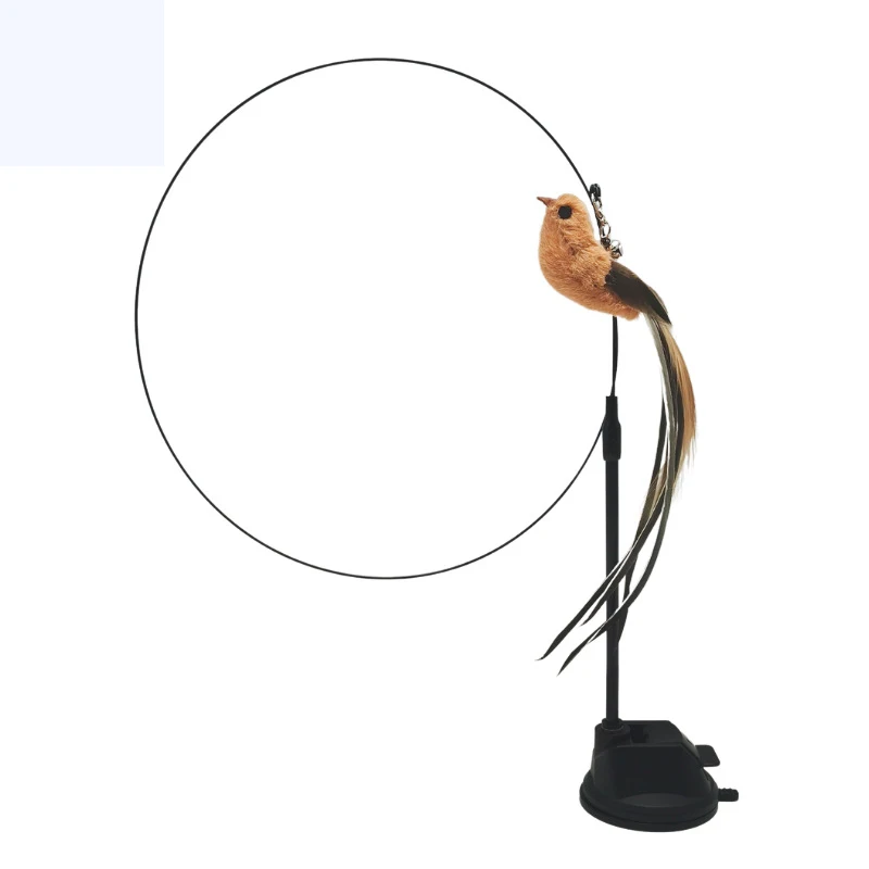 Sucker Wire Long Rod Feather Teasing Cat Bird Design Cat Interactive Toy
