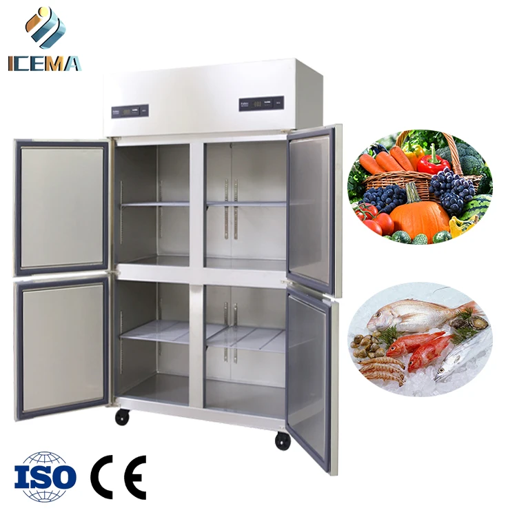 -18~-0 & 0~8 degree 4 Door Commercial Upright Reach-in Freezer 1230mm Length 680mm Width 1970mm Height