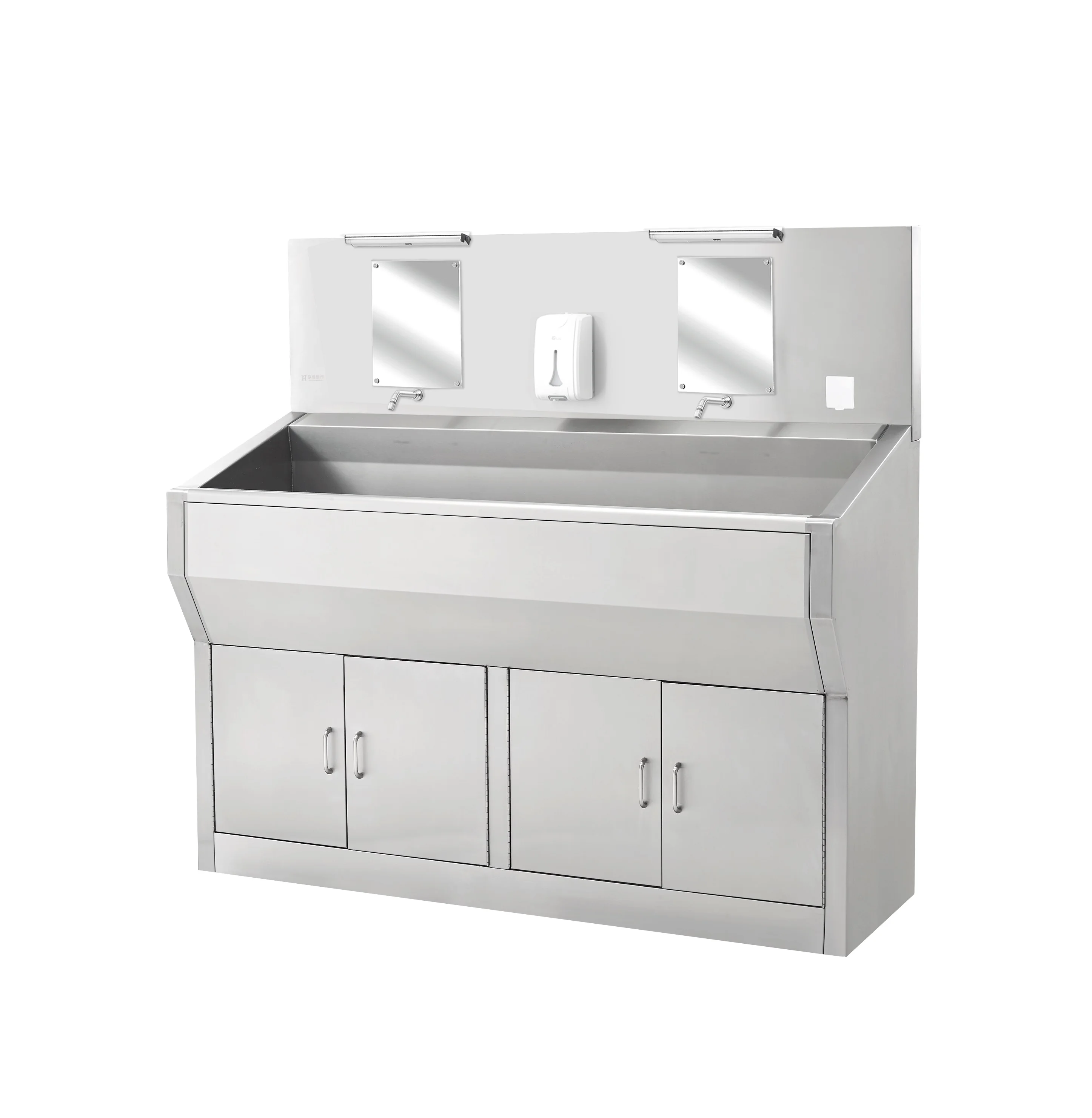 HH/XSC-179-A Spacious Steel/Stainless Steel Surgical Double Bowl Scrub Sink Station for Hospitals with Mirror