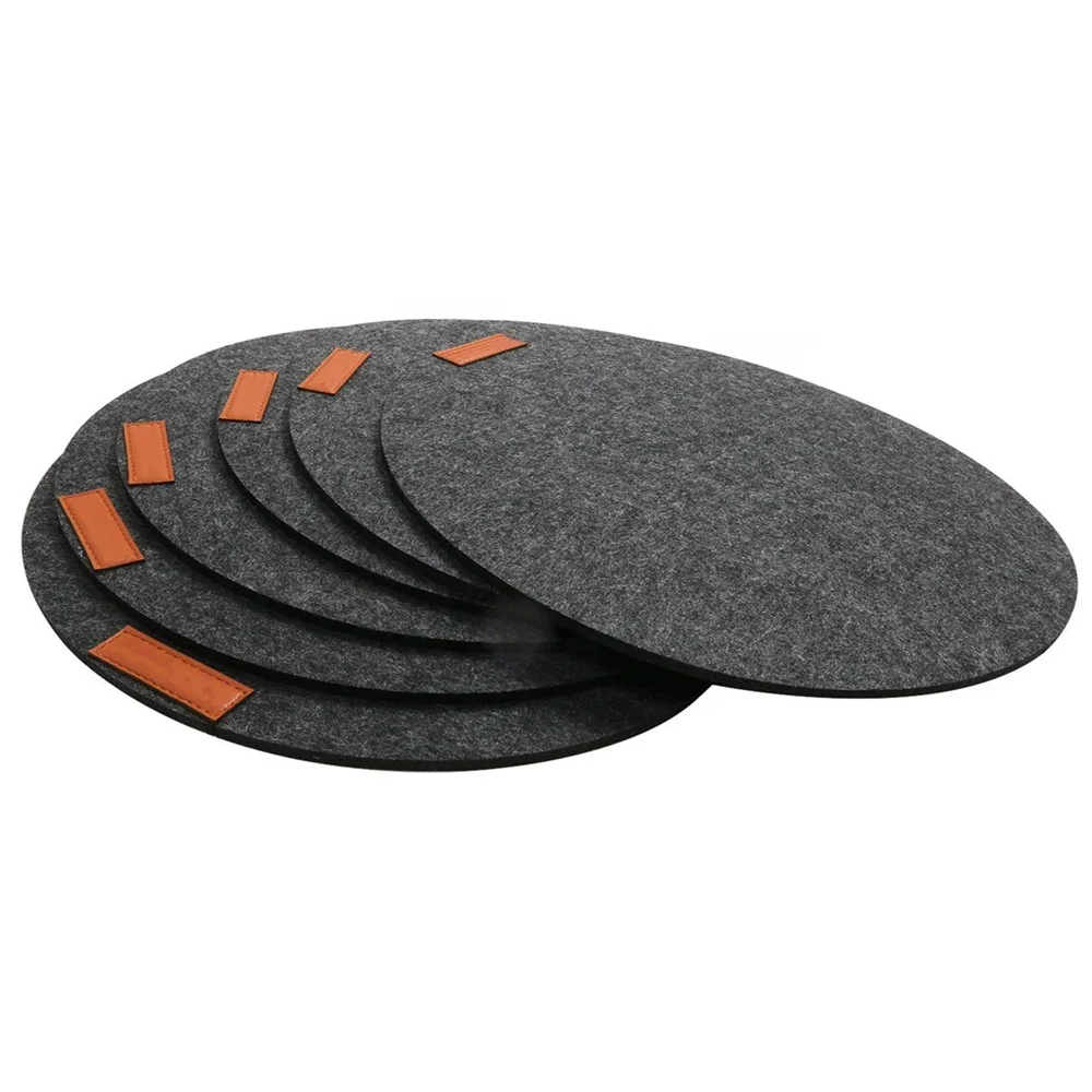 6 Pack Heat Insulation Table Mat 33cm Round Felt Placemat