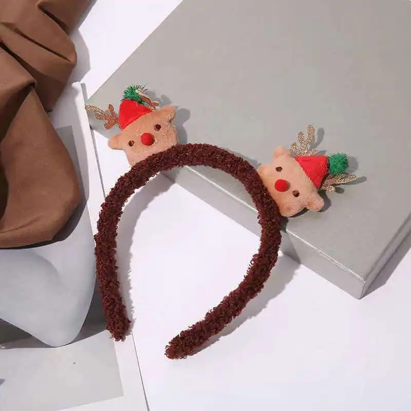 High Quality Christmas Antler Snowman Headband Plush Funny Headwear Girls Multicolor Santa Claus Headband