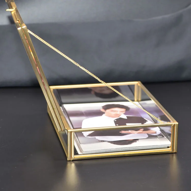 Dikina USB flash drive photo print dried flower wedding packaging brass glass jewelry golden mirror box hinged double lid