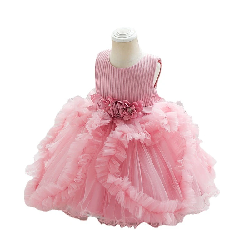 Wholesale Toddler Baby Girls Birthday Fancy Frock Princess Tulle Puffy Dresses Little Girls Prom Gown Evening Dresses