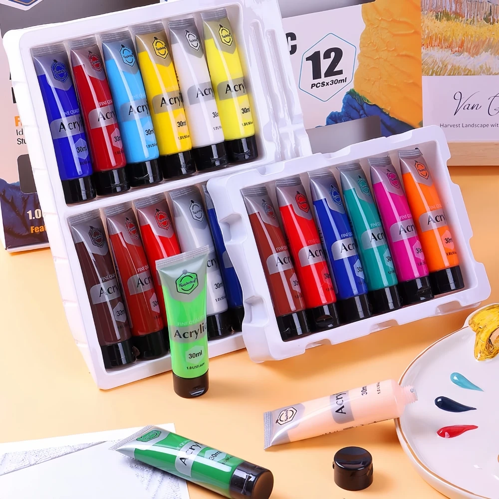 Keep Smiling 24 Colors 30ml/tube DIY Non-Toxic Acrylic Paint Set for Canvas Craft Painting Art Supplies