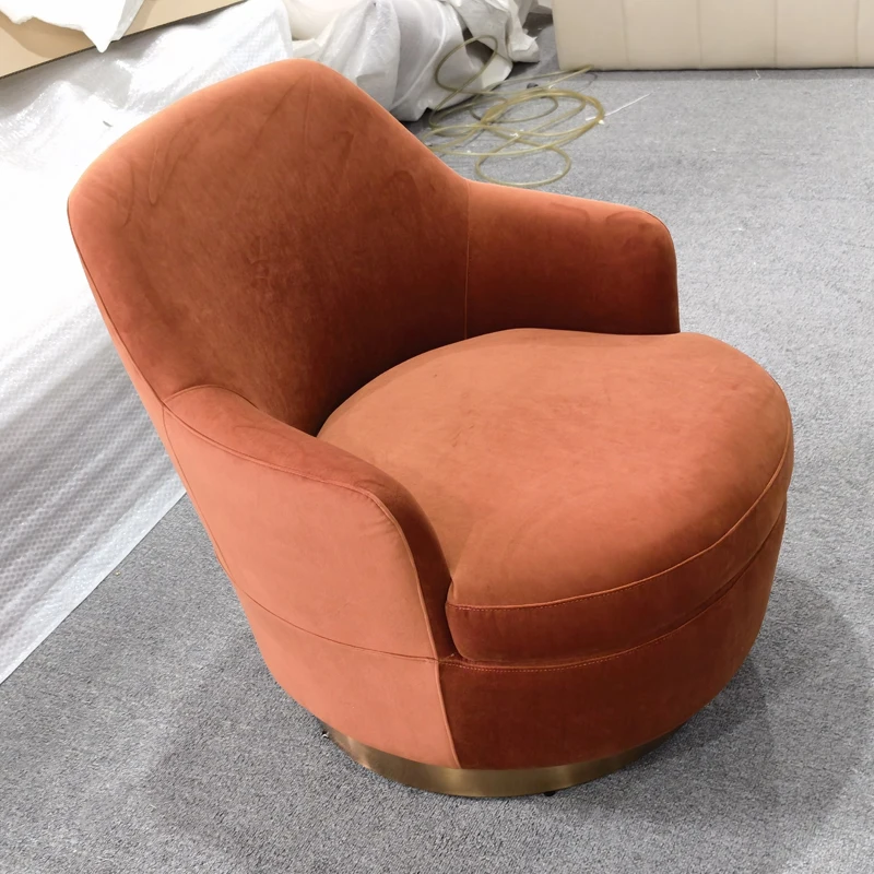 modern Living Room Furniture Gold Stainless Steel Accent Chair Velvet Swivel Lounge Chair for Hotel restaurant