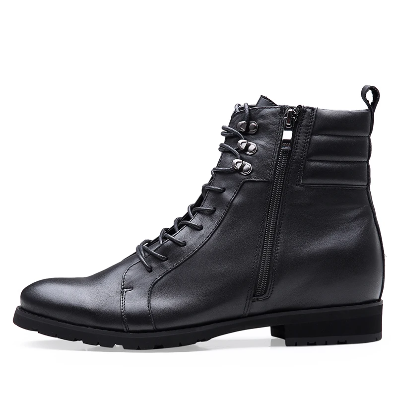 Factory wholesale Elevator shoes for men height increasing shoes winter boots for men Lace-Up Side Zip Snow Boots