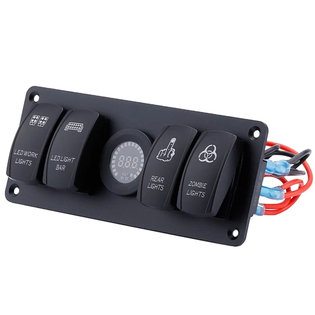 WELFNOBL LED Custom Symbol Waterproof Marine Joystick Panel Switch Socket 12-24V Aluminum USB Panel Marine Switch Panel